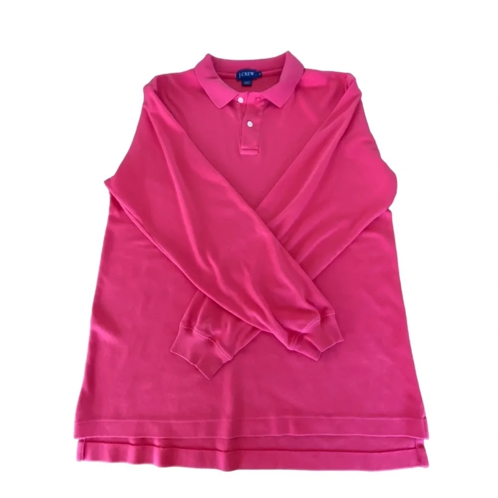 J. CREW Polo L/S Pink Shirt Size Medium